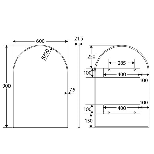 Arch Framed Mirror 600 x 900mm - Image 10