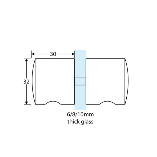 Round Shower Screen Knob with Finger Notch 32 mm Dia - Image 4